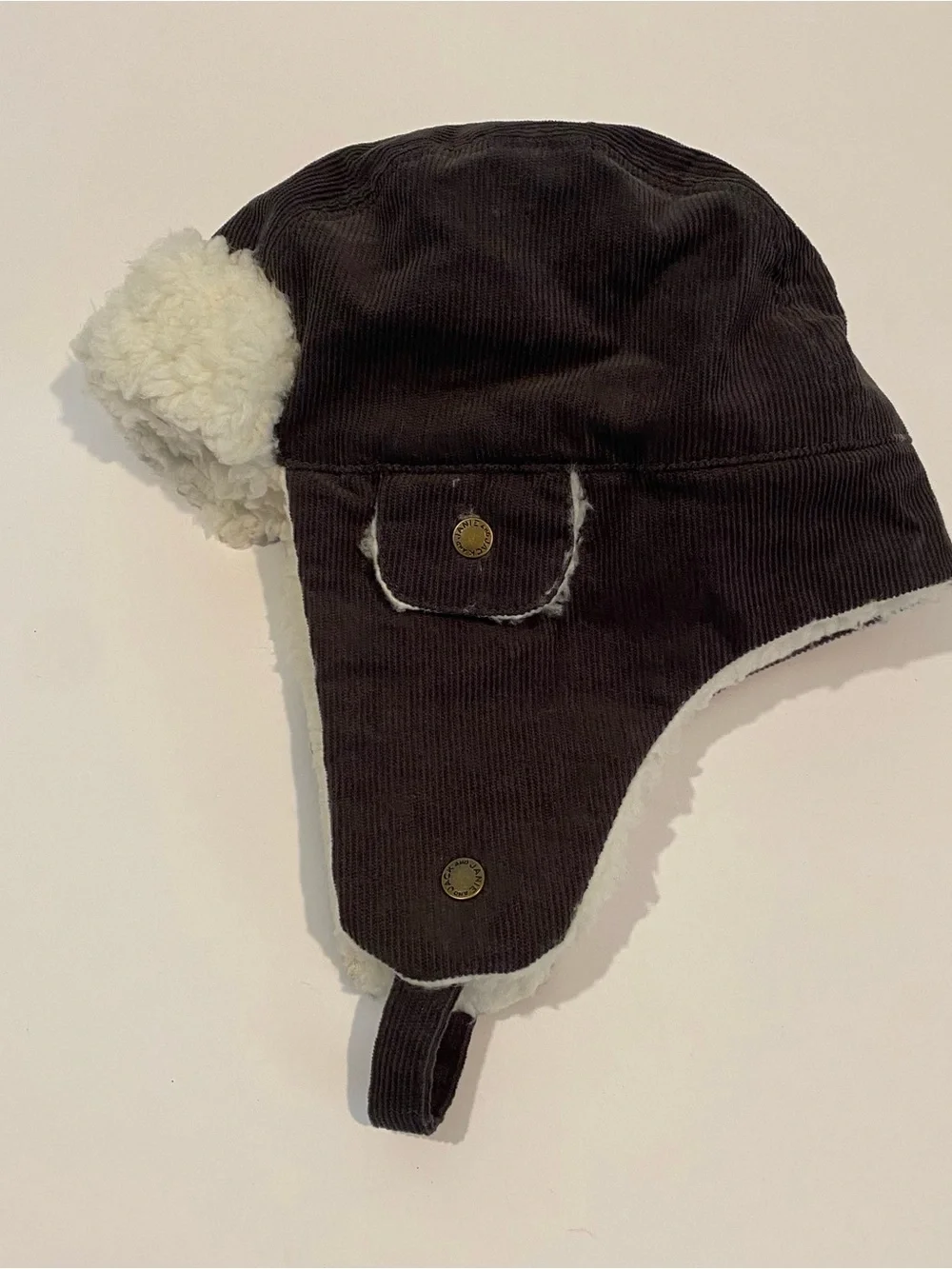 Janie and Jack Corduroy Sherpa Trapper Hat – Dark Brown Aviator Cap 12-24 months